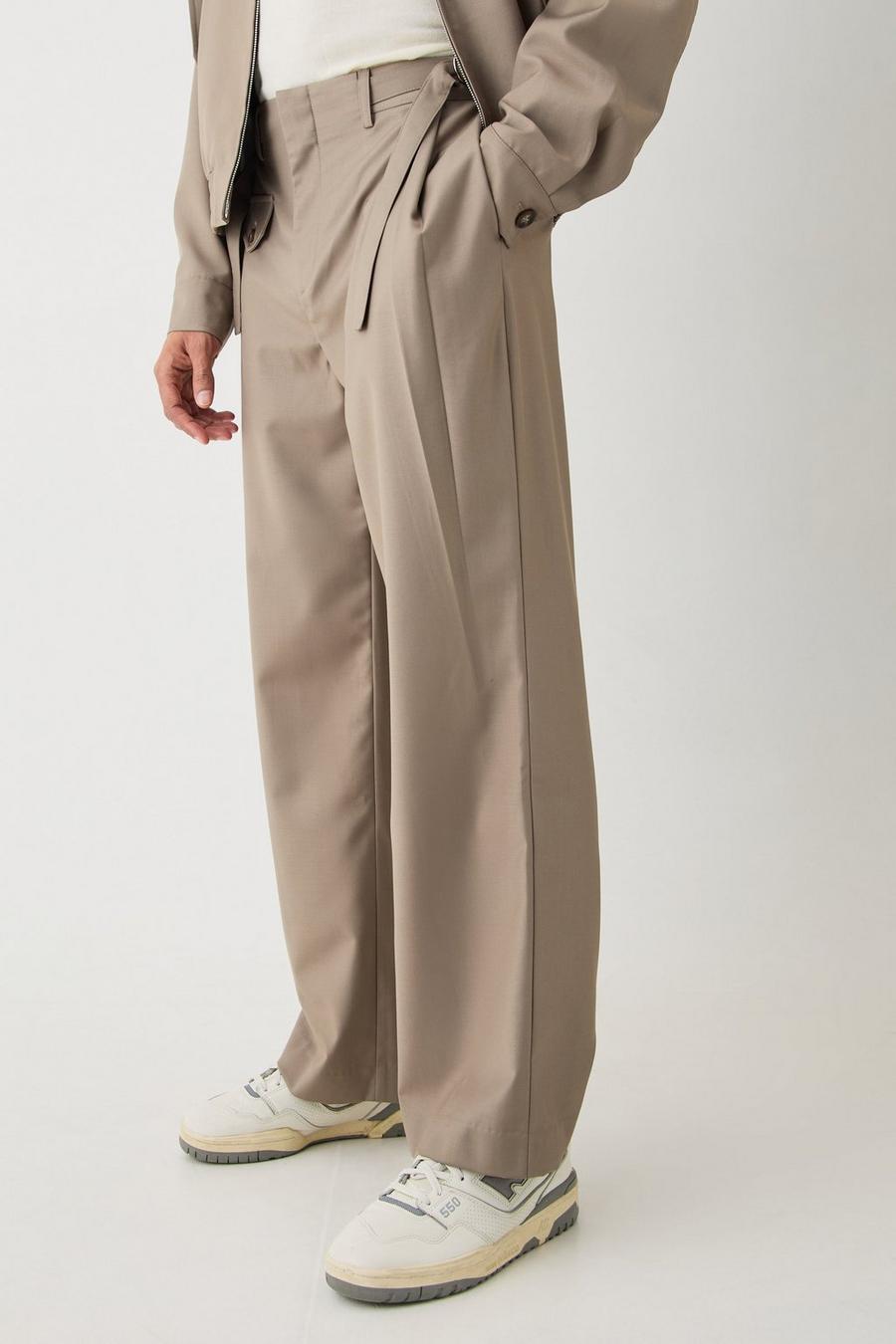 Pantalón de holgura ancha formal, Taupe