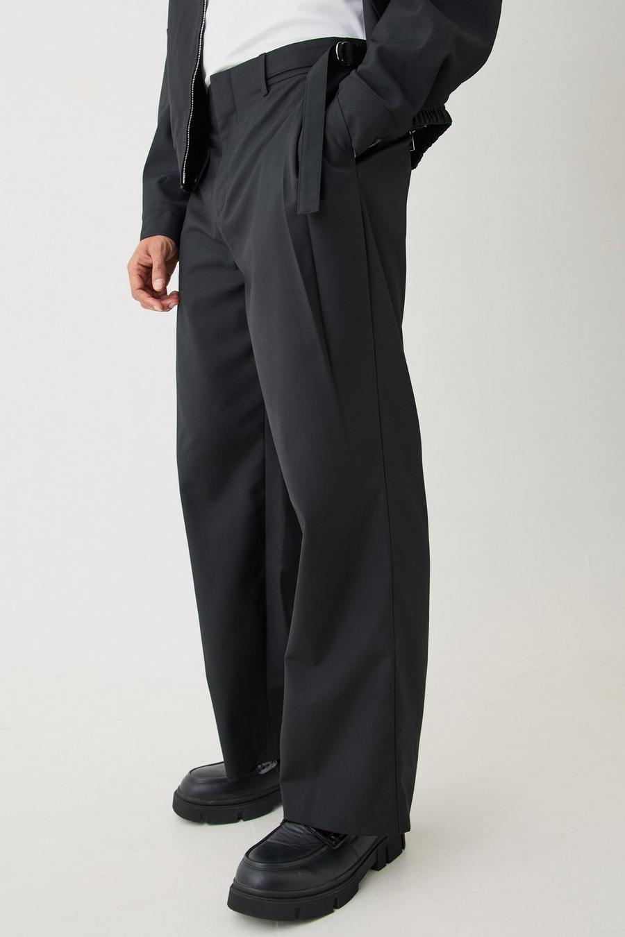 Pantalón de holgura ancha formal, Black image number 1