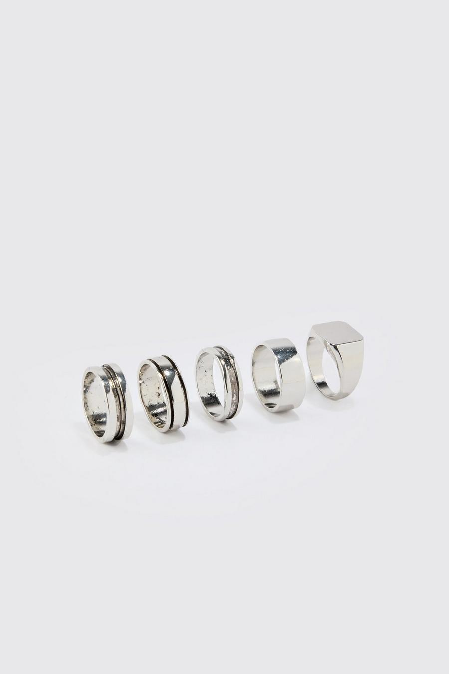 Silver 5 Pack Rings