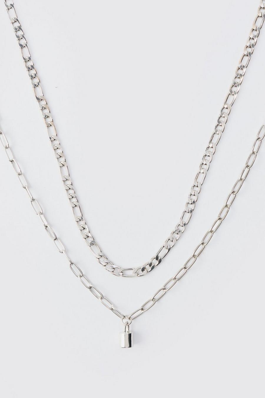 Silver Multi Layer Chain Necklace