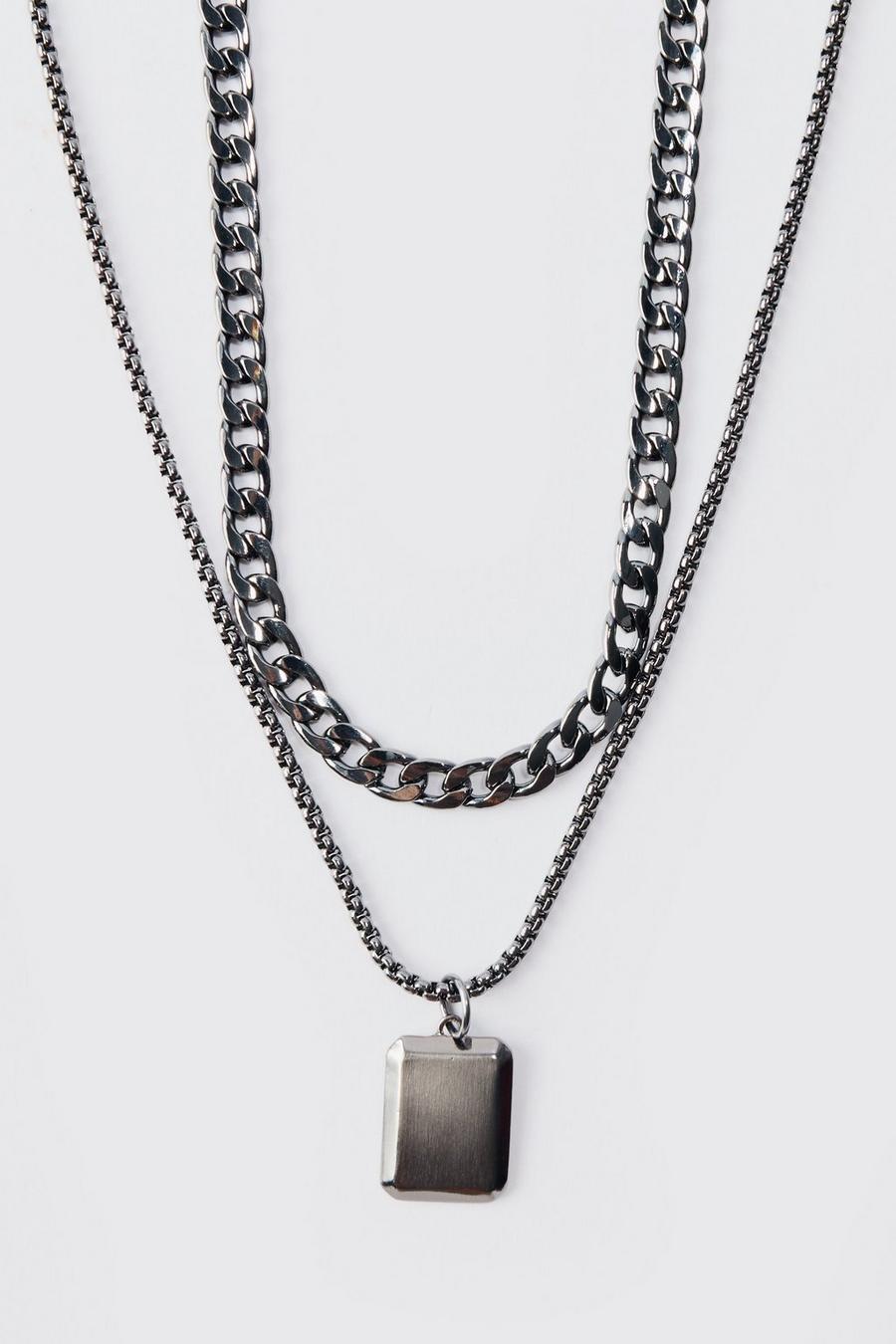Gun metal Multi Layer Pendant Necklace image number 1