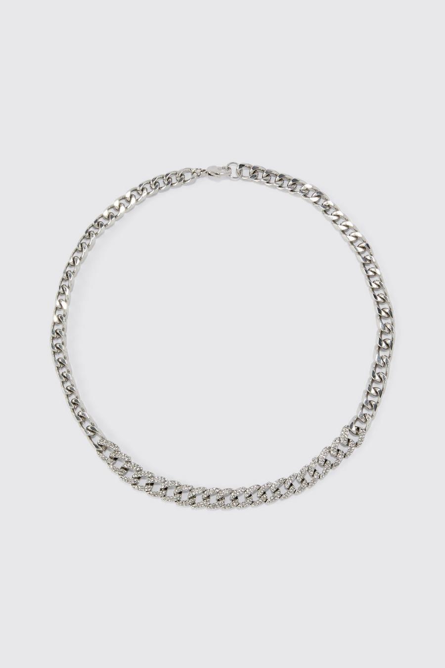 Silver Iced Chain Necklace image number 1