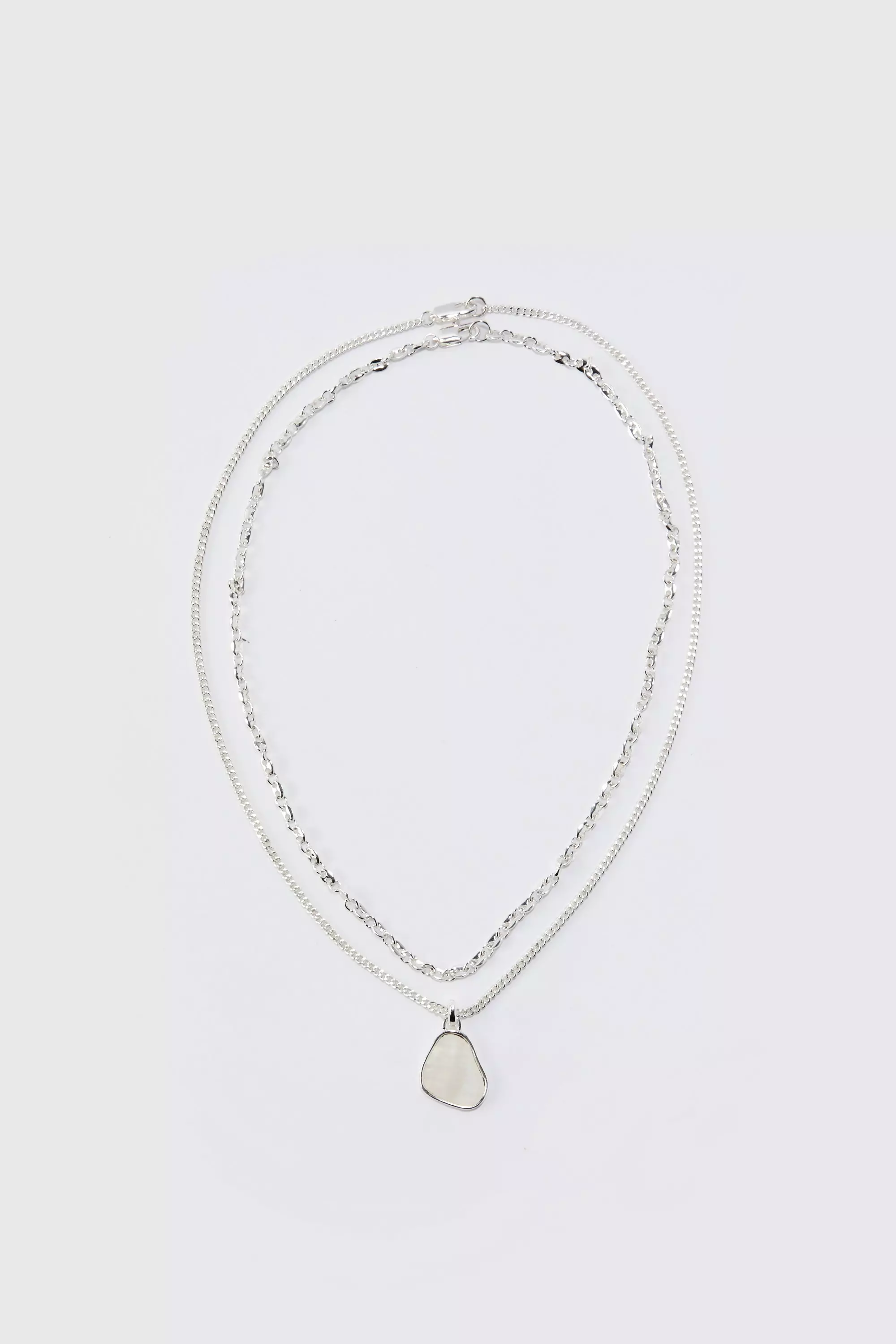 Silver Longer Length Multi Layer Pendant Necklace alternative image