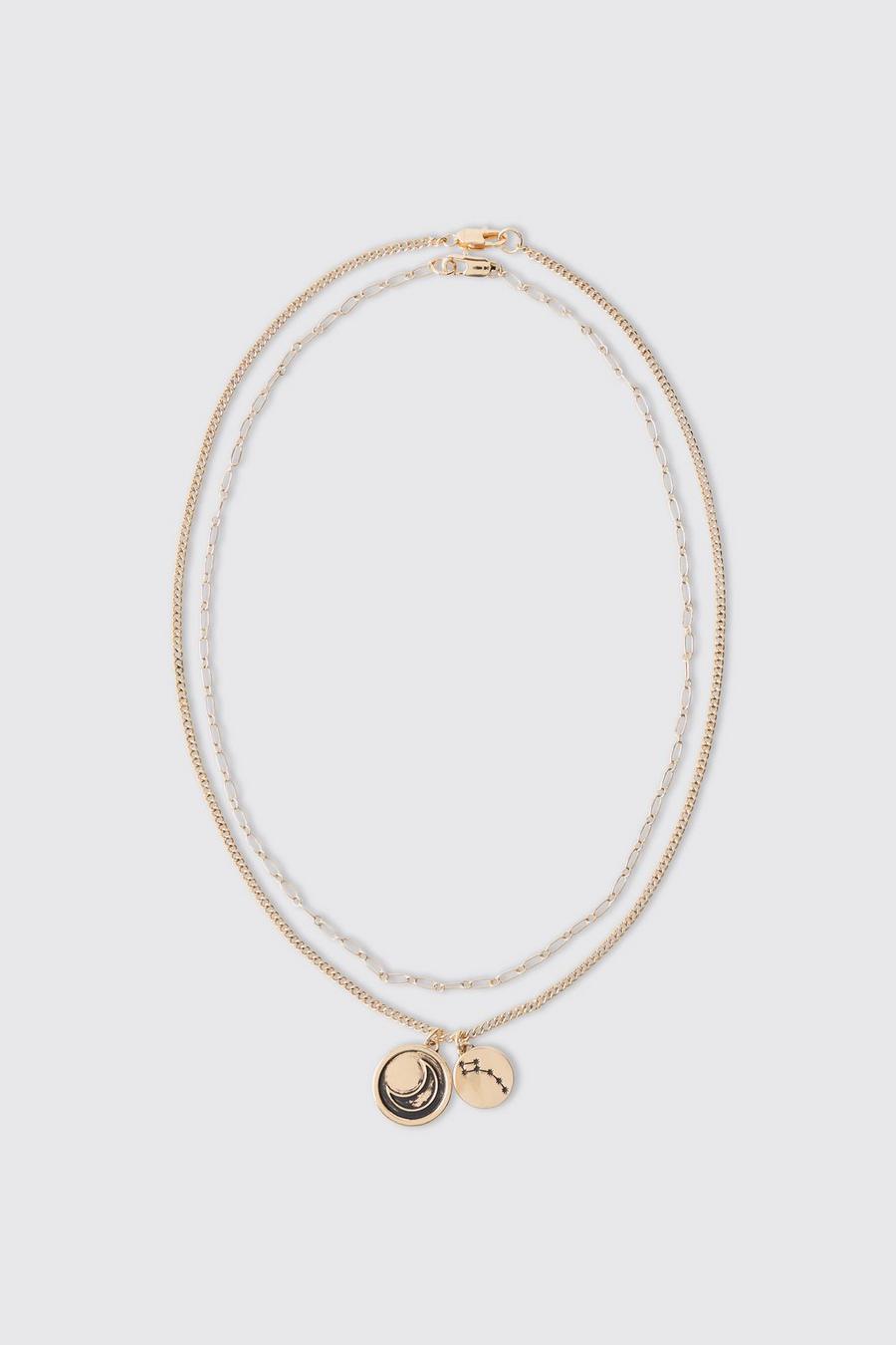 Gold Långt halsband med hängsmycke image number 1