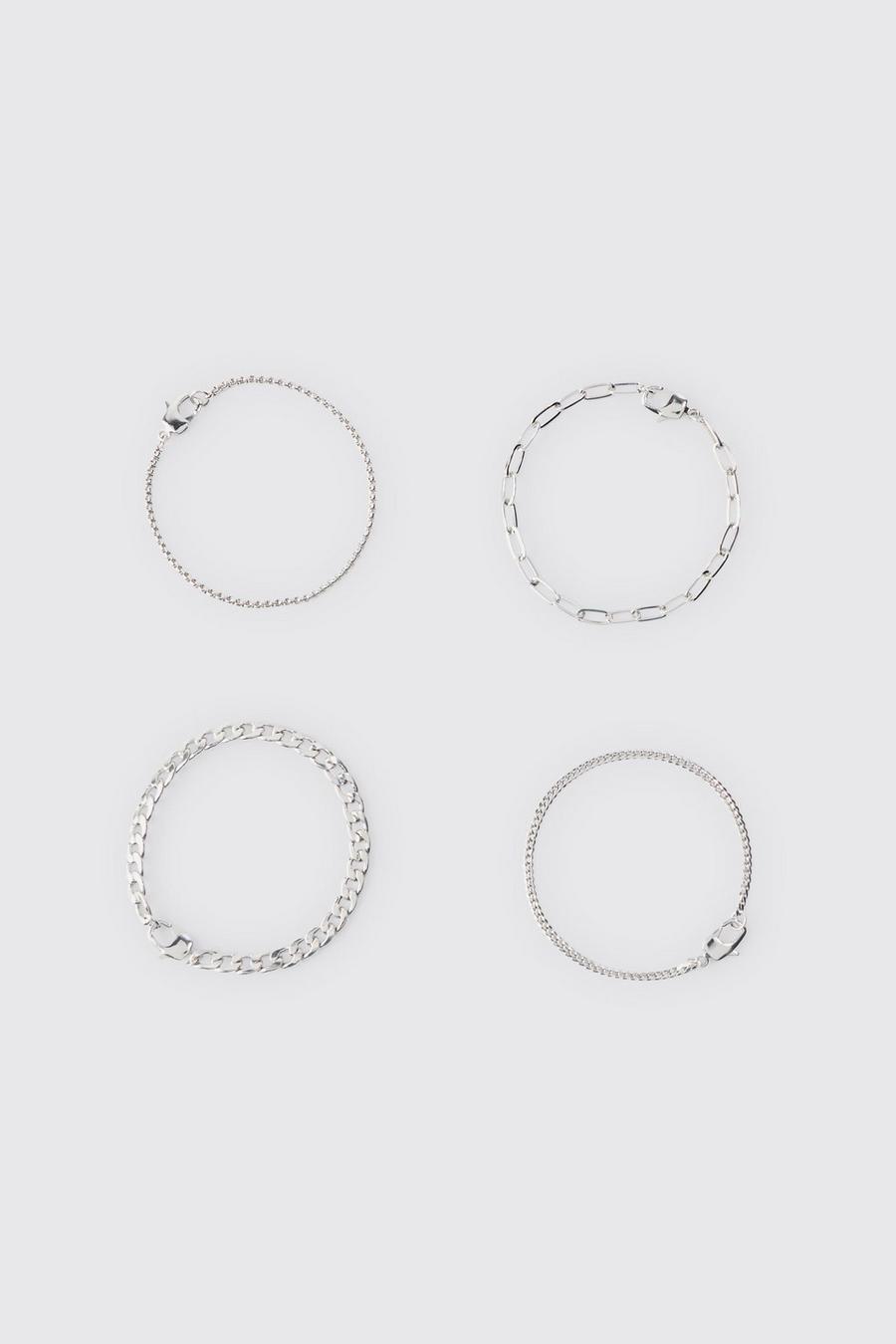 Silver 4 Pack Chain Bracelets image number 1