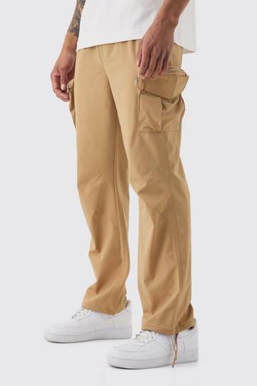 Stone Beige Technical Stretch Straight Fit Cargo Trousers