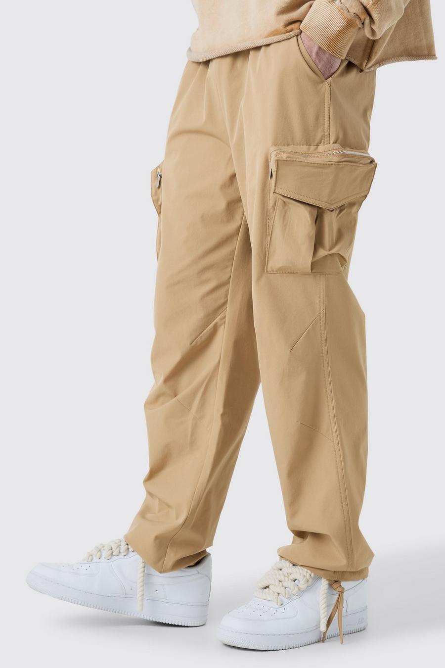 Stone Technical Stretch Straight Fit Cargo Trousers