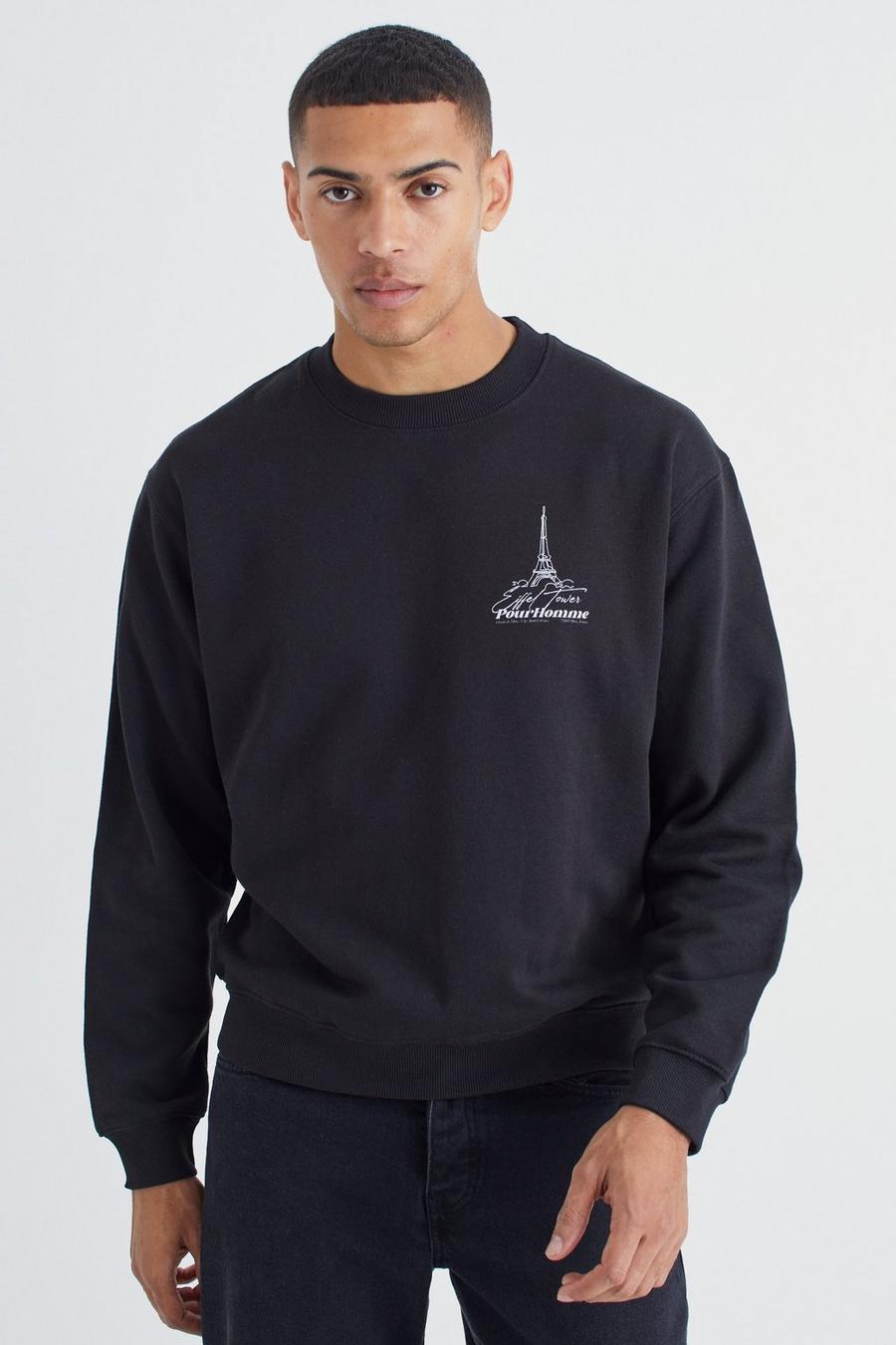 Black Oversize sweatshirt med grafiskt tryck