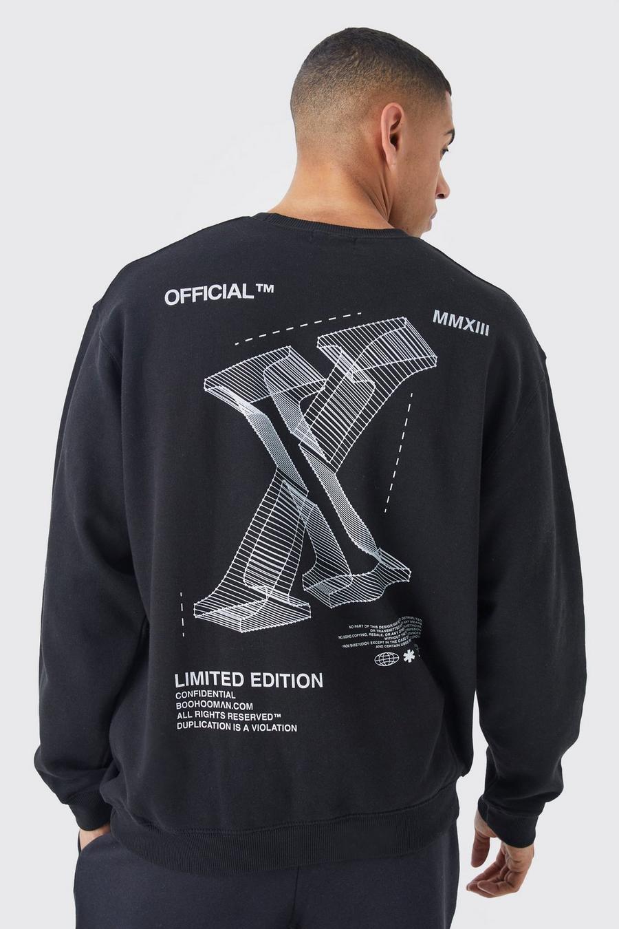 Black Boxy Stencil Graphic Sweatshirt