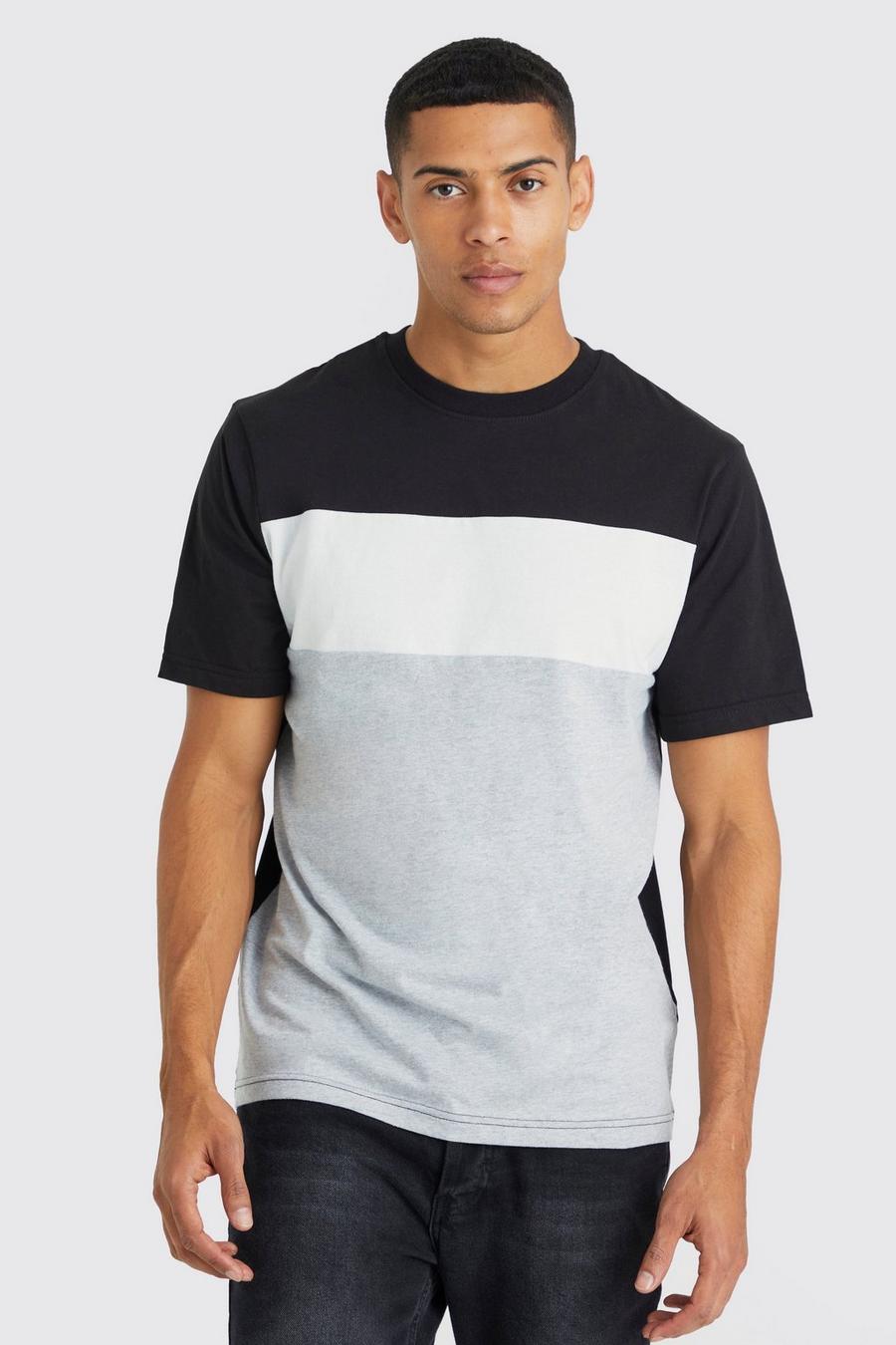 T-shirt color block, Grey marl