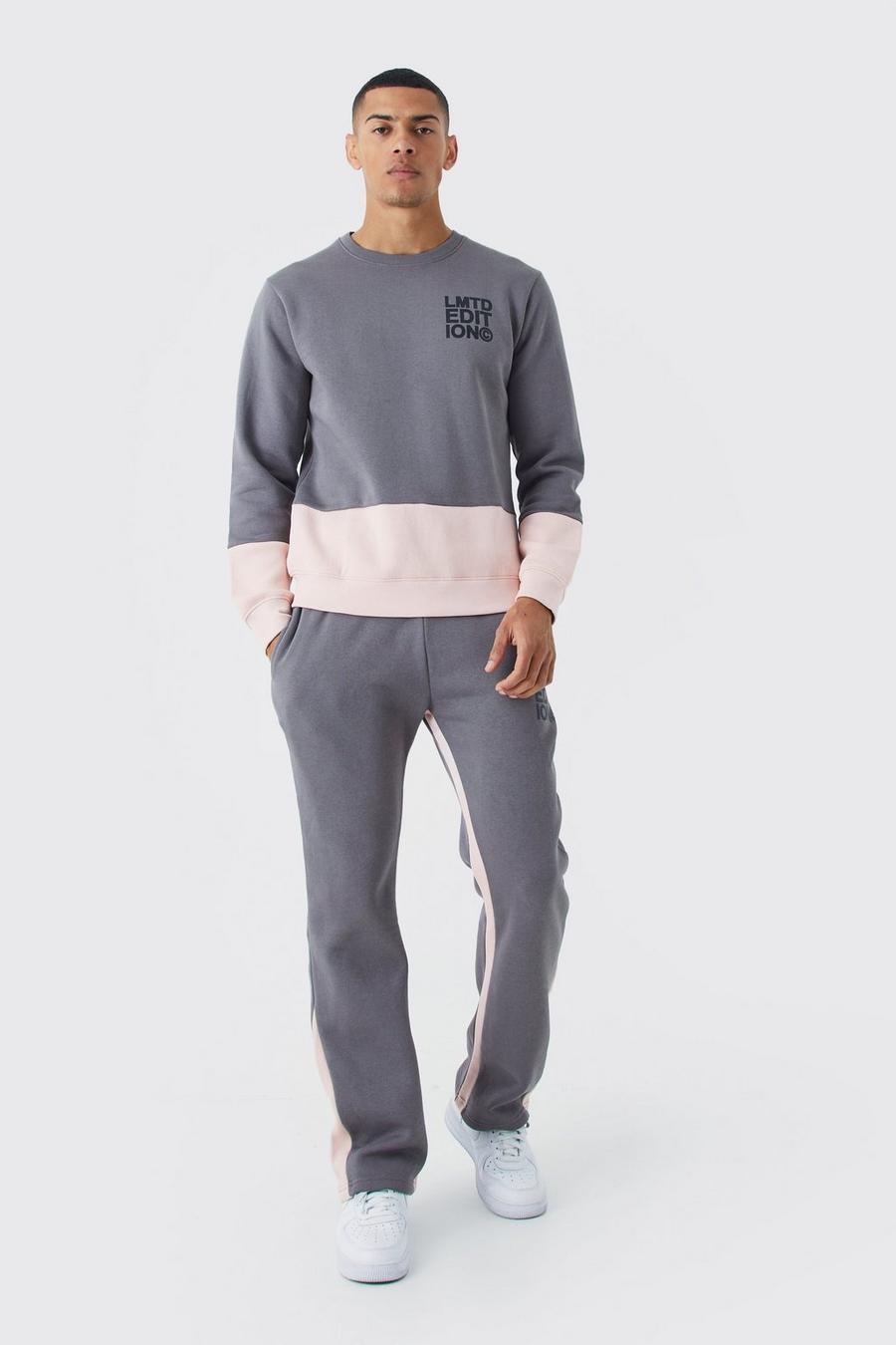 Charcoal Limited Edition Slim Gusset Colour Block Tracksuit