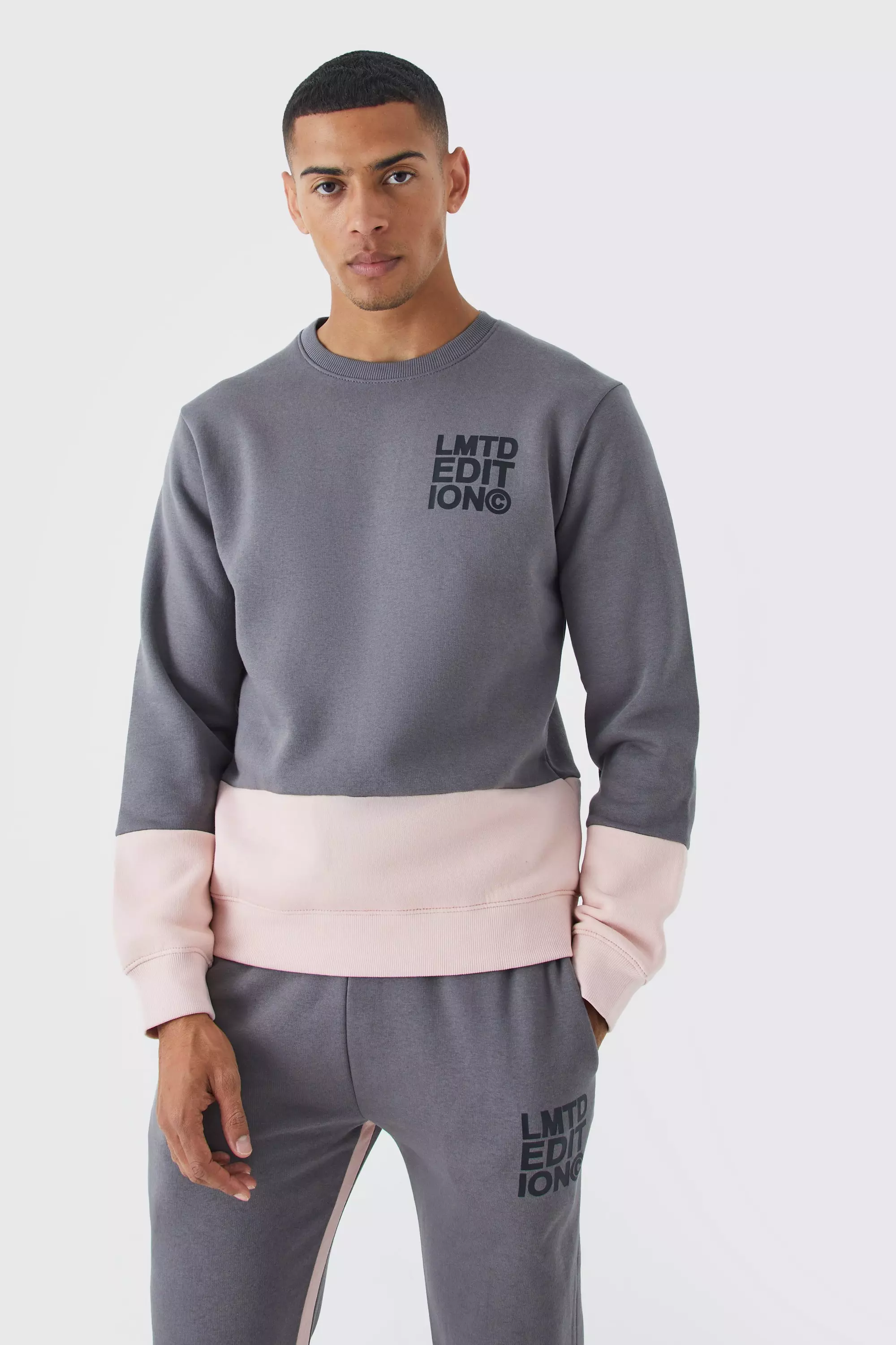 Charcoal Limited Edition Slim Gusset Colour Block Tracksuit alternative image