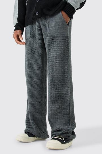 Relaxed Fit Ribbed Knitted Joggers charcoal