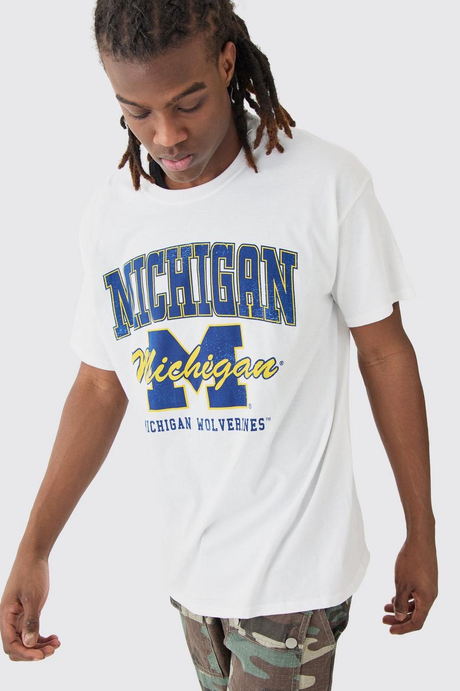 White Oversized Gelicenseerd Michigan T-Shirt image number 1