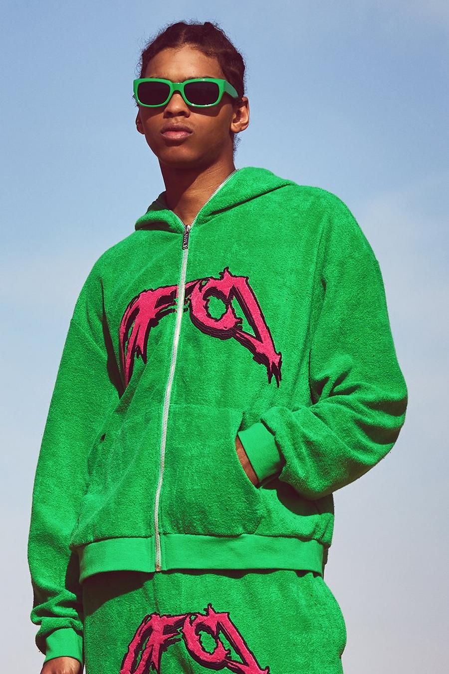 Green Ofcl Oversize hoodie i frottétyg image number 1