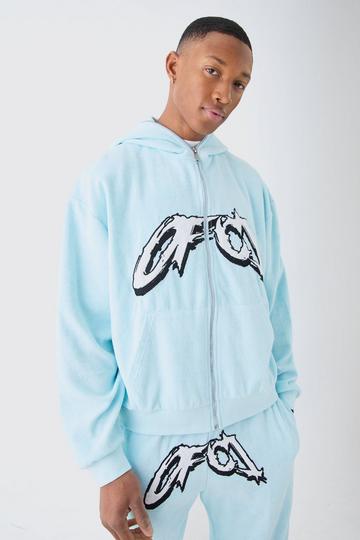Oversized Boxy Ofcl Towelling Hoodie blue
