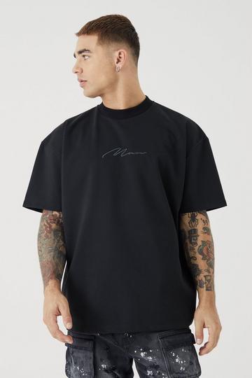 Oversized Premium Super Heavyweight Embroidered T-shirt black