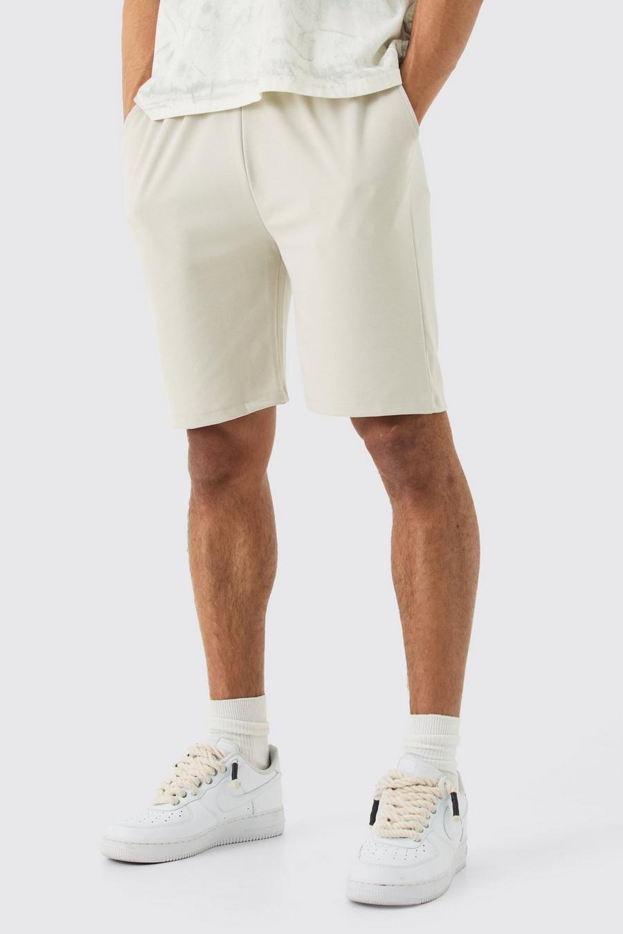 Lockere mittellange Premium Shorts, Sand image number 1