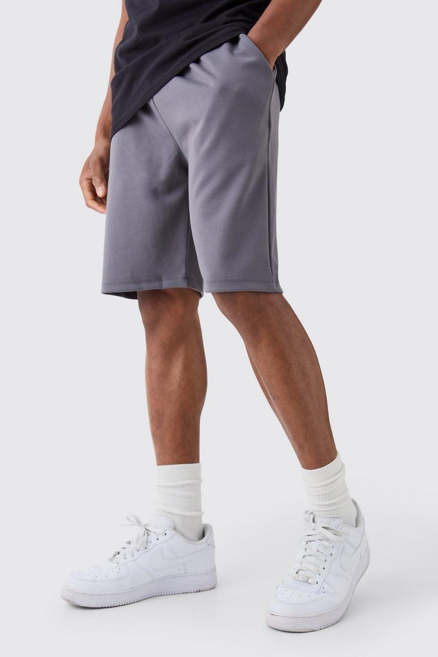 Lockere mittellange Premium Shorts, Charcoal