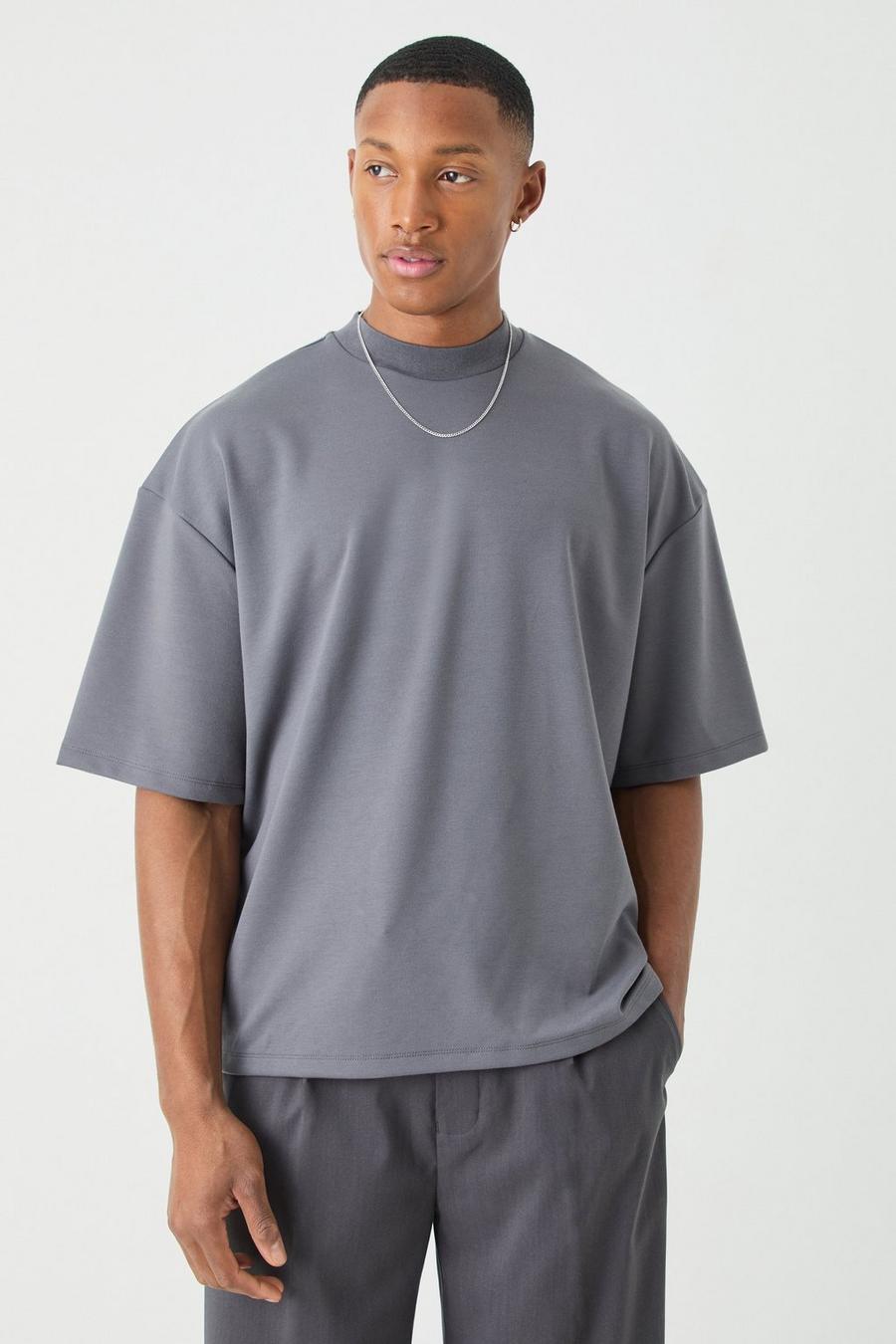 T-shirt squadrata oversize Premium super pesante, Charcoal image number 1