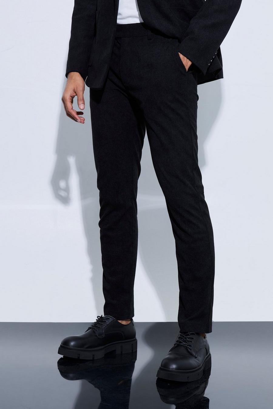Black Skinny Fit Corduroy Tailored Trouser image number 1