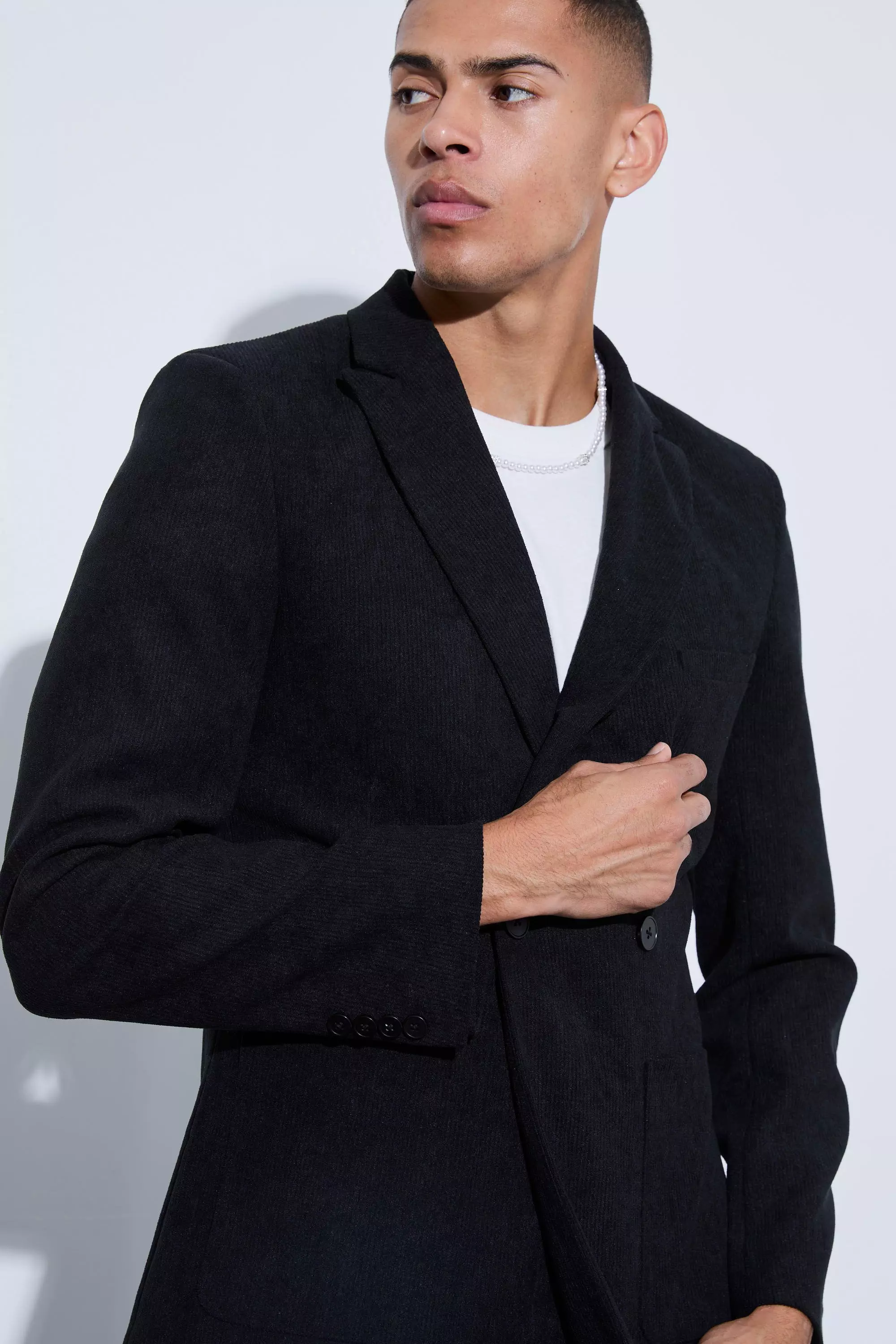 Mens corduroy blazer black sale