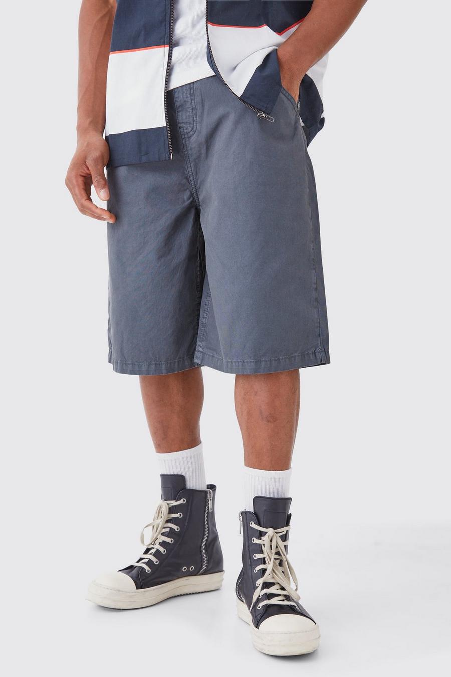 Pantalón deportivo desteñido con cintura fija, Charcoal