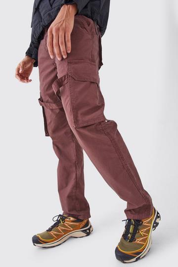 Gebleekte Cargo Broek Met Rechte Pijpen, Tailleband En Tailleband chocolate