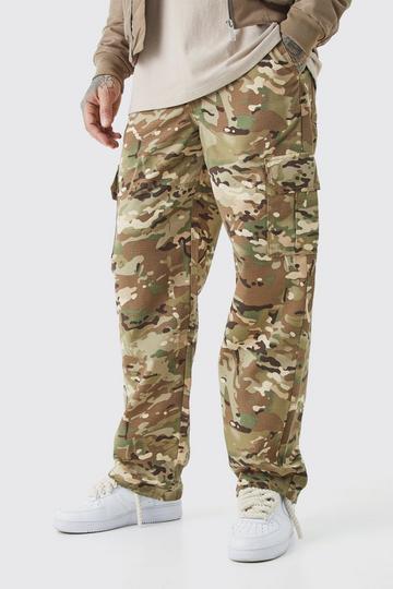 Tall Fixed Waist Relaxed Twill Camo Cargo Trouser multi