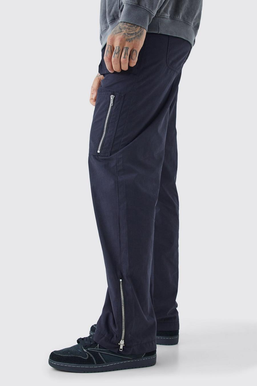 Black Tall Fixed Waist Relaxed Peached Cargo Trouser image number 1
