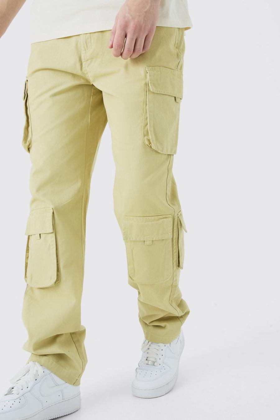 Sage Tall Fixed Waist Wide Leg Twill Cargo Trouser image number 1