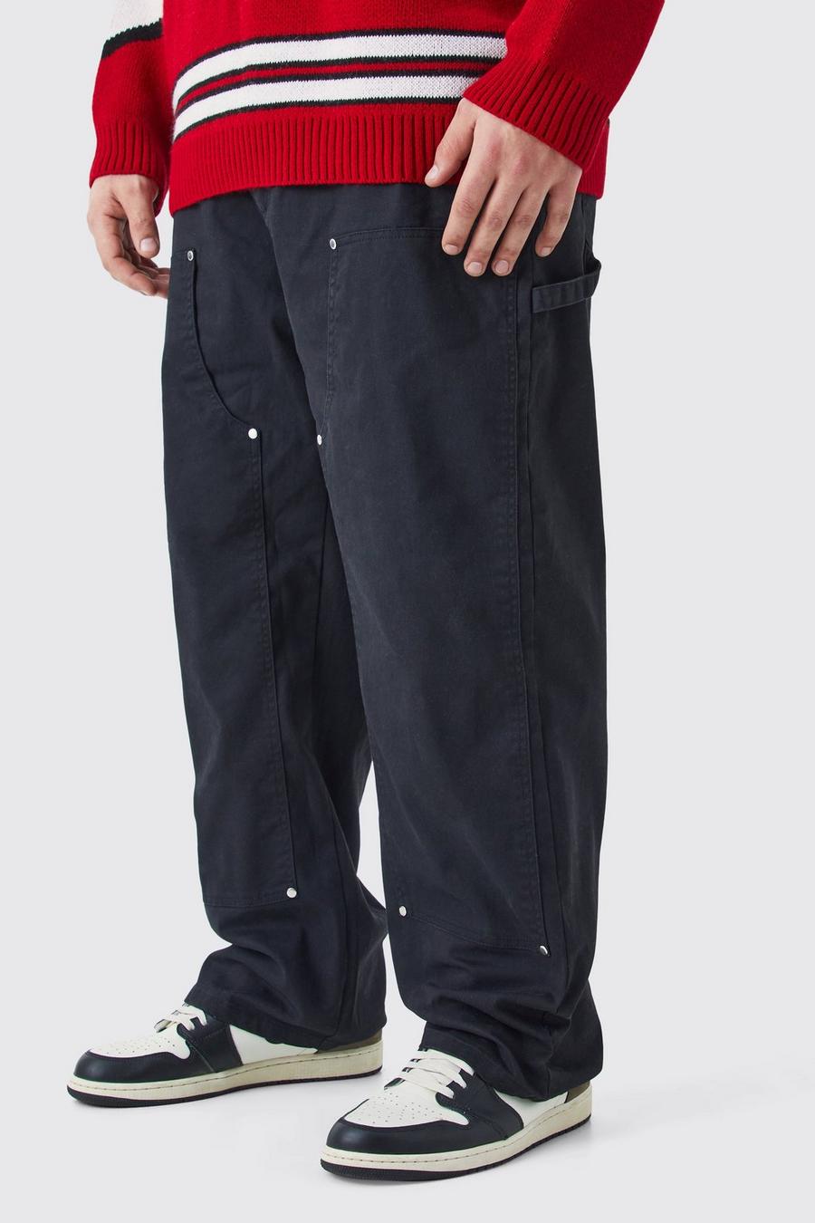 Black Plus Fixed Waist Relaxed Twill Carpenter Trouser image number 1