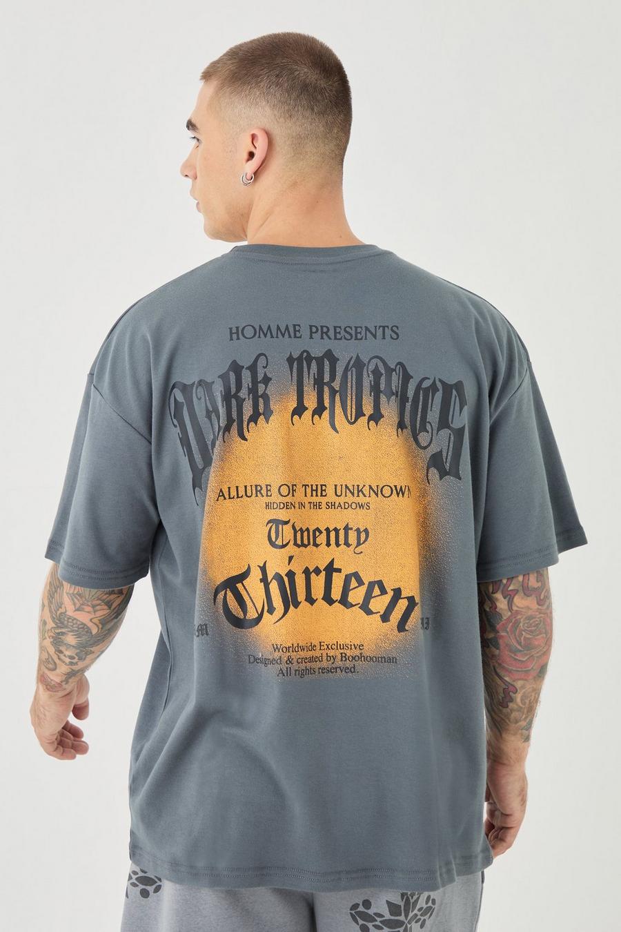 Camiseta oversize con estampado Limited Edition, Charcoal image number 1