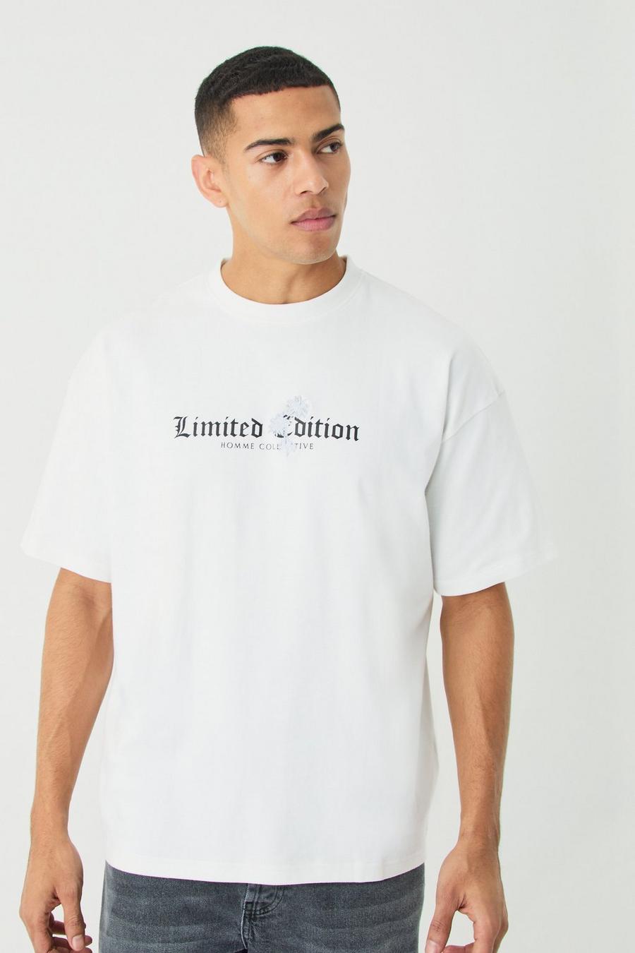 Camiseta oversize con estampado Limited Edition, White image number 1