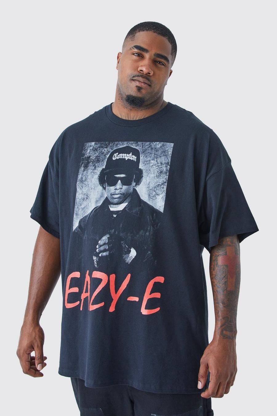 Black Plus Size Eazy E Chest Print License T-shirt