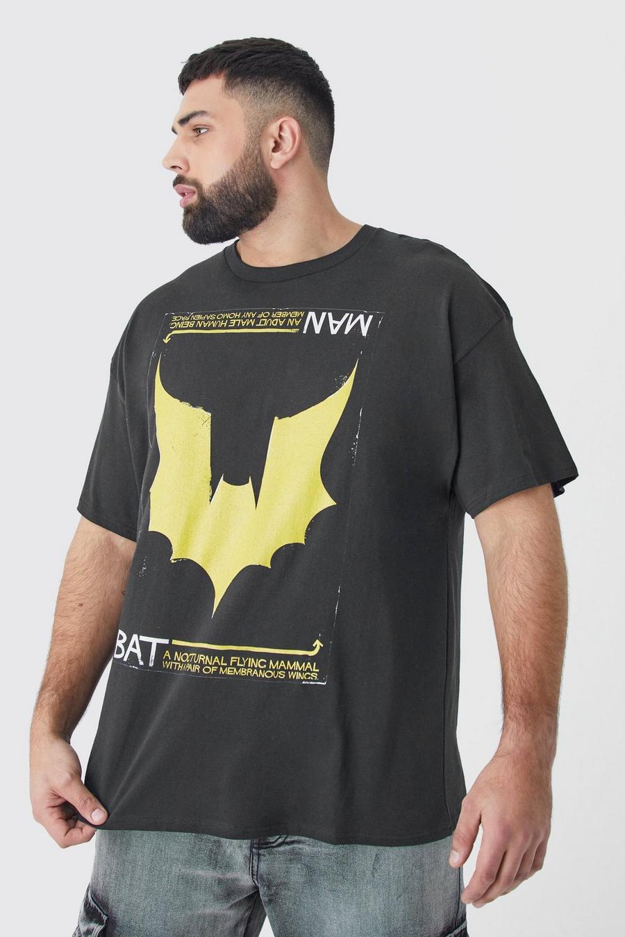 Black Plus Size Batman Chest Print License T-shirt