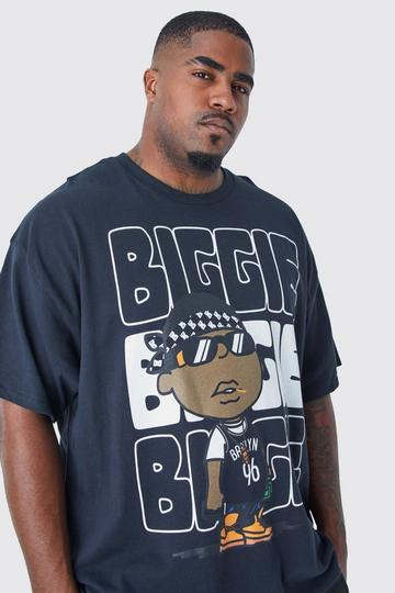 Plus Size Notorious Big Chest Print License T-shirt black