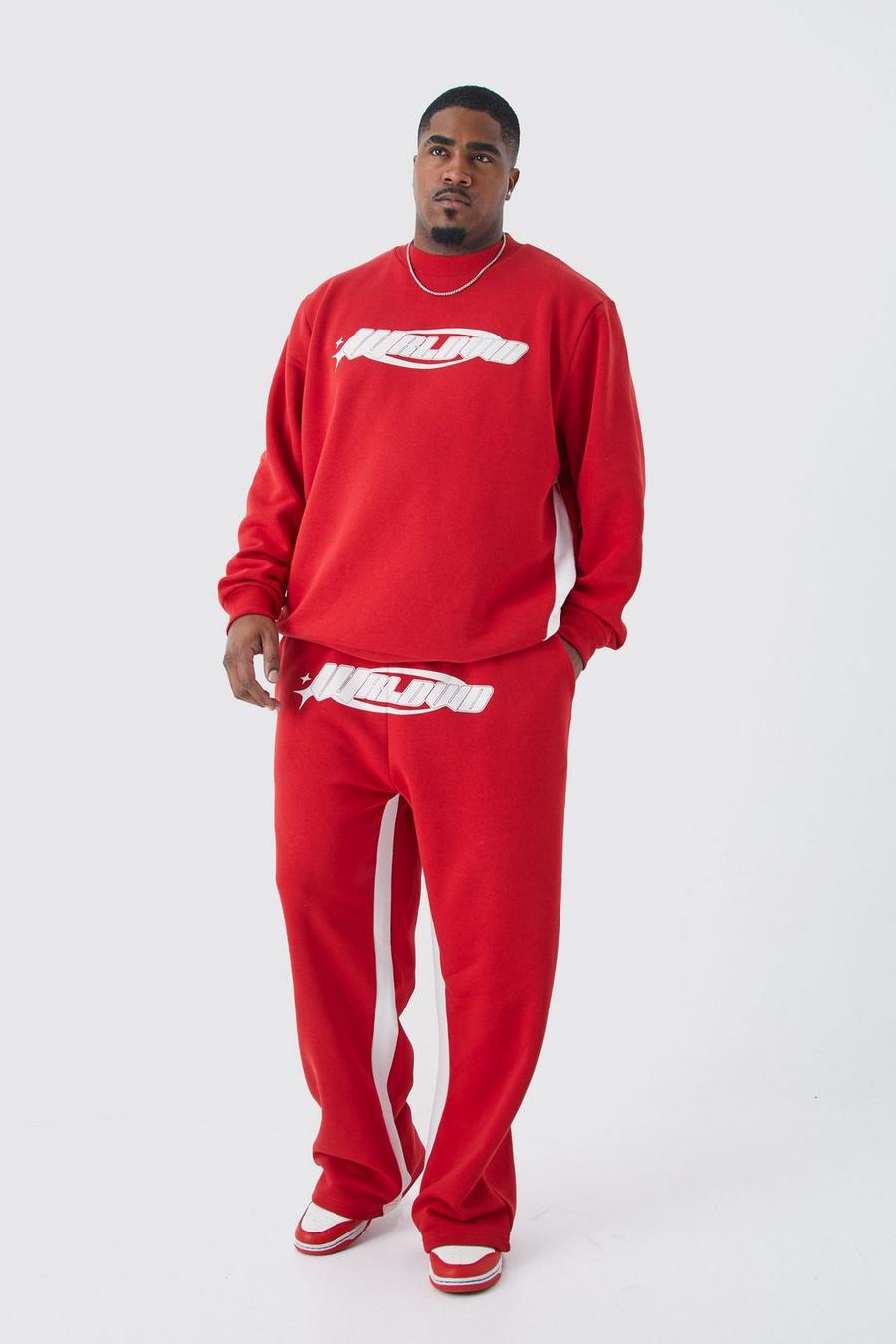 Red Plus Worldwide Sweatshirt Stacked Gusset Tracksuit image number 1