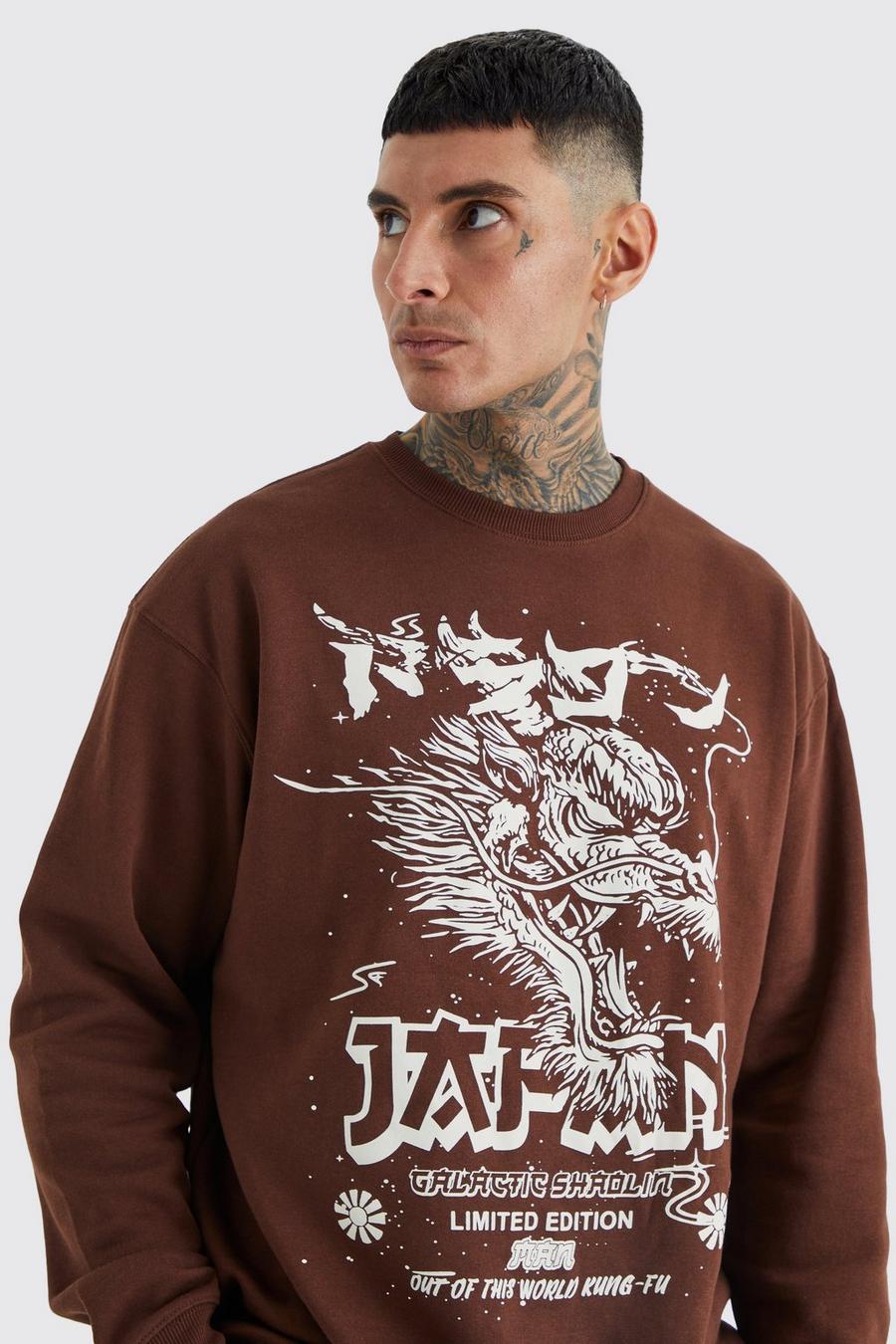 Chocolate brun Tall Oversized Graphic Sweatshirt
