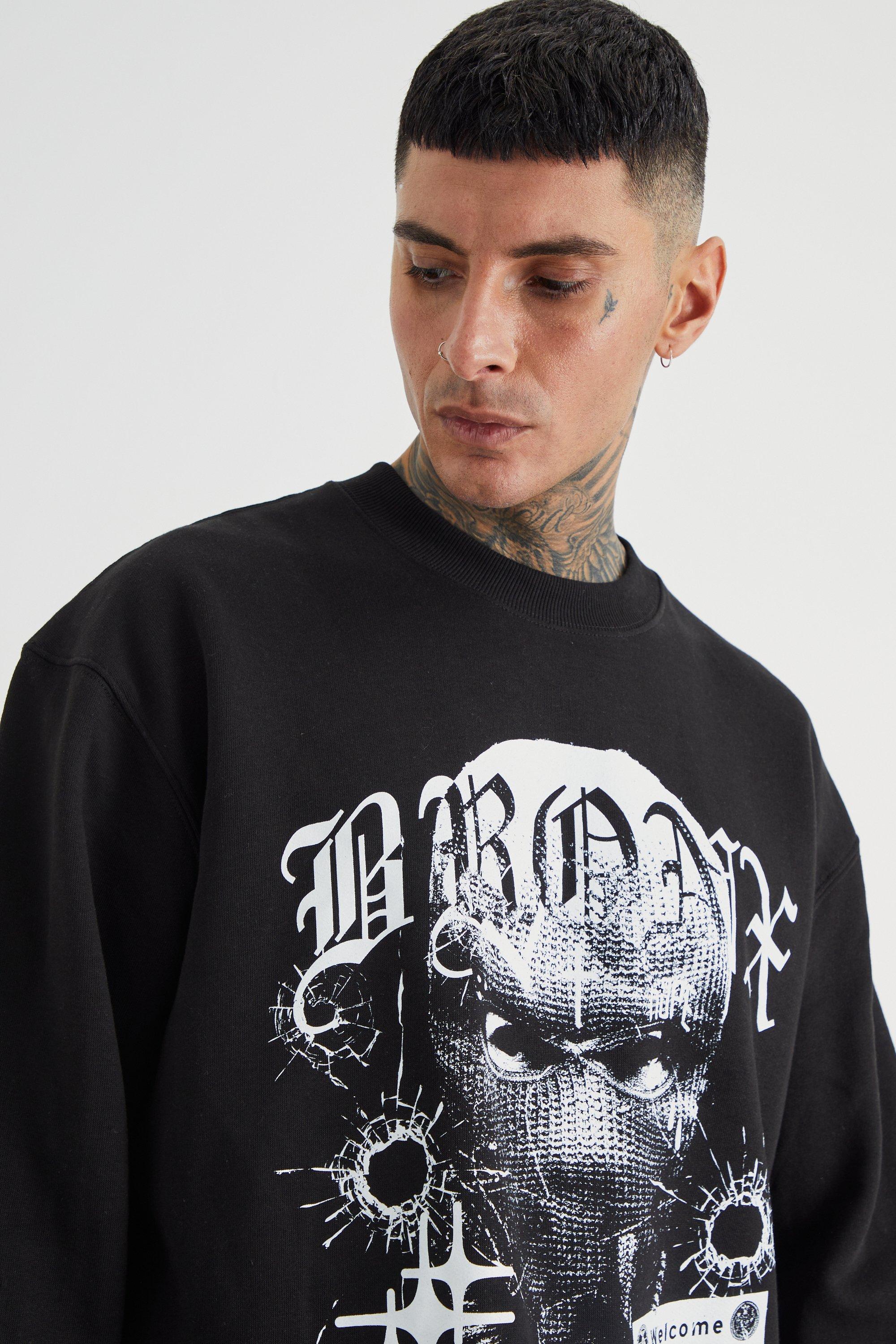 Tall Oversized Bronx Graphic Extended Neck Sweatshirt