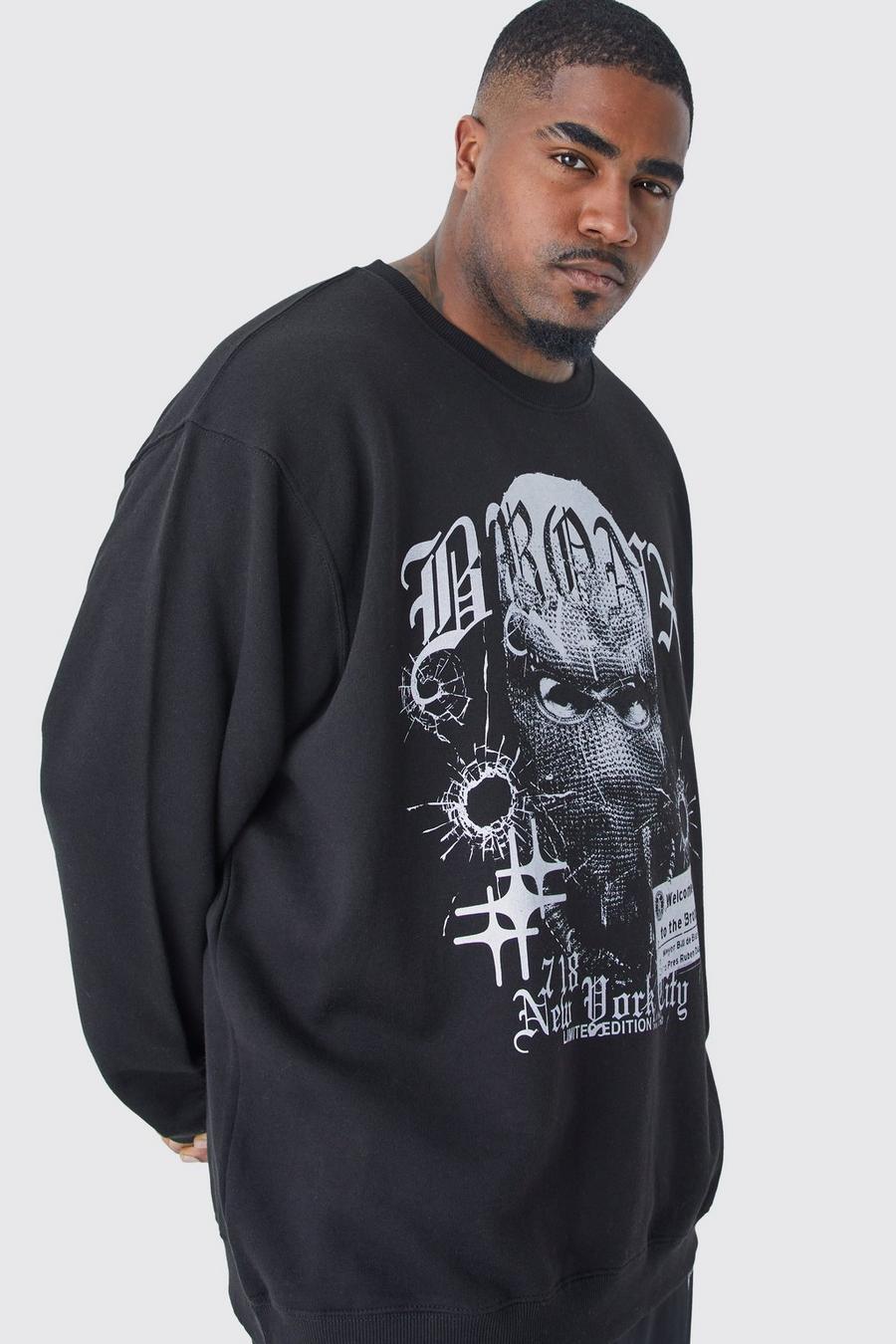 Black nero Plus Oversized Bronx Graphic Sweatshirt