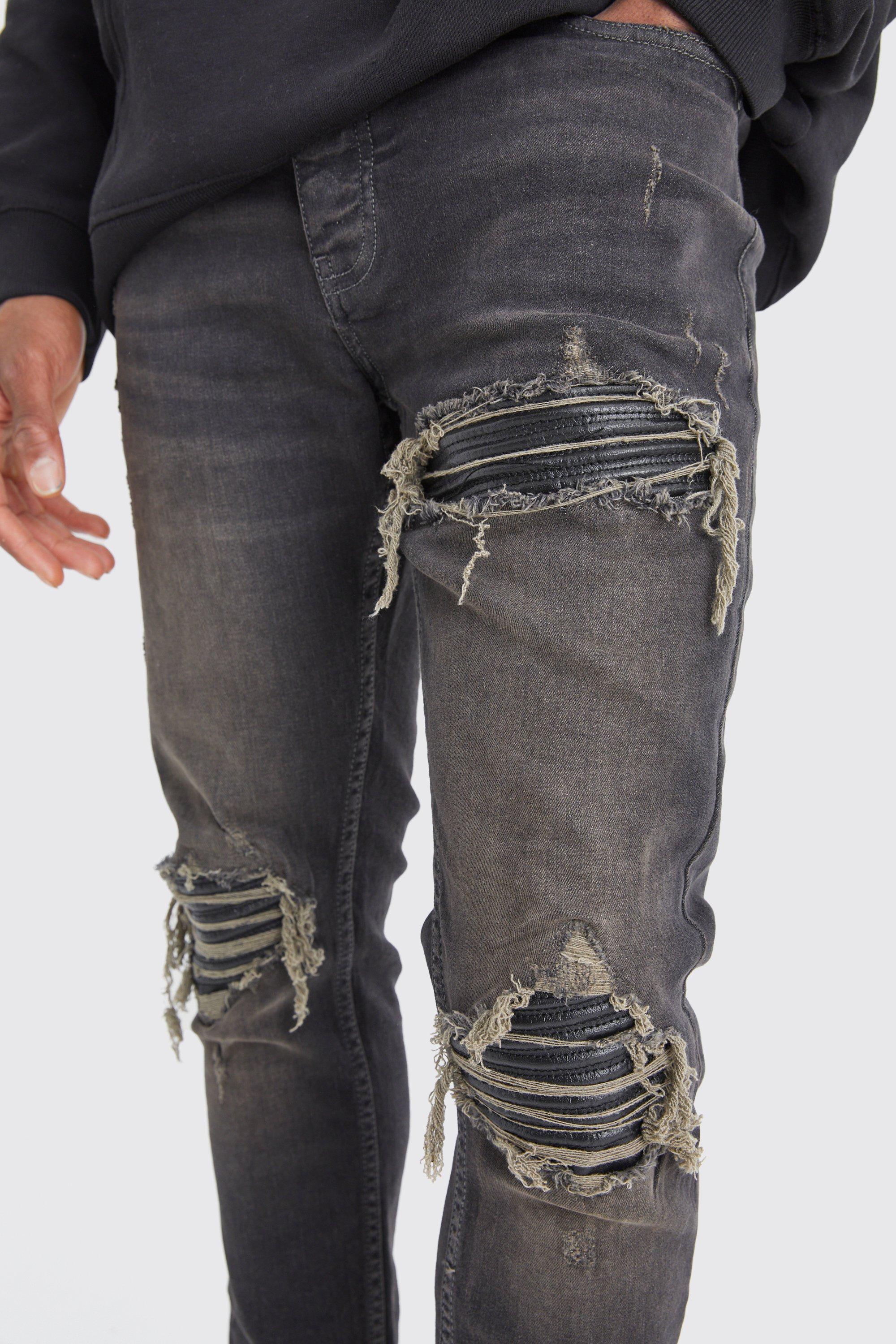 Black rip deals and repair jeans