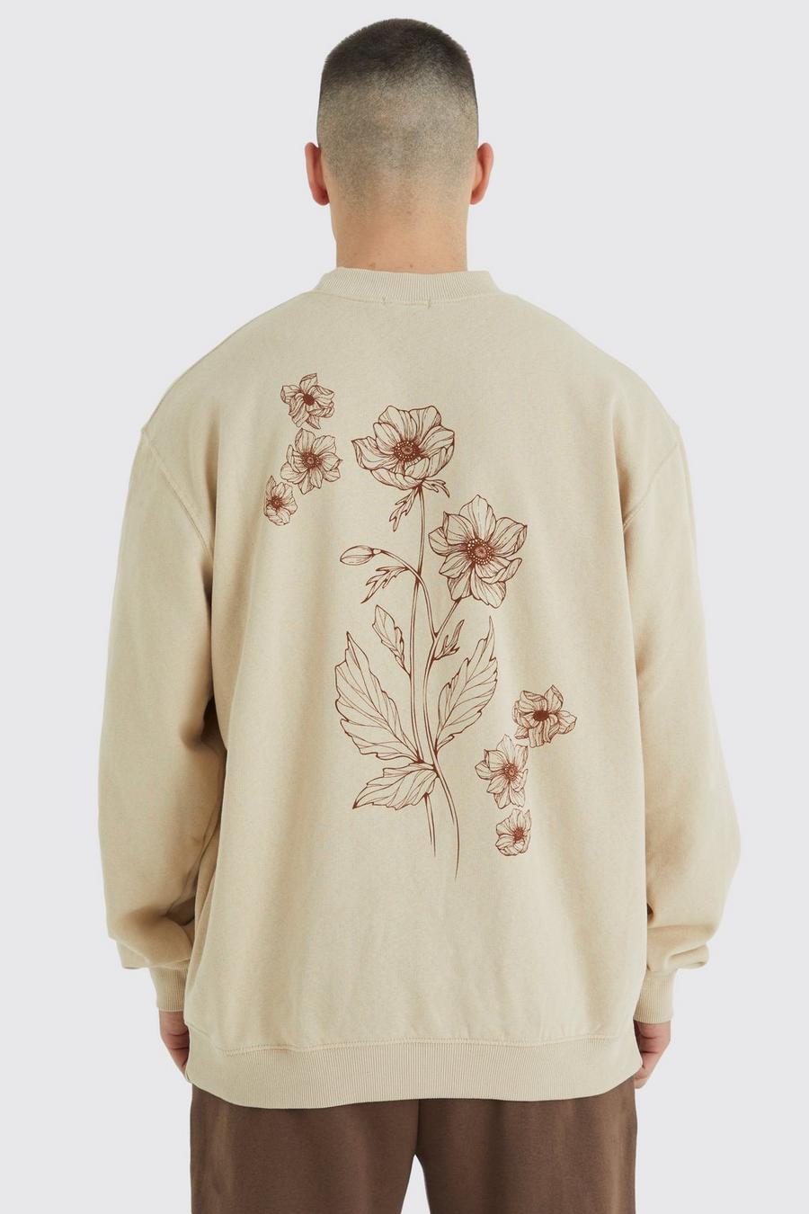Sand Tall Flower Stencil Graphic Sweatshirt