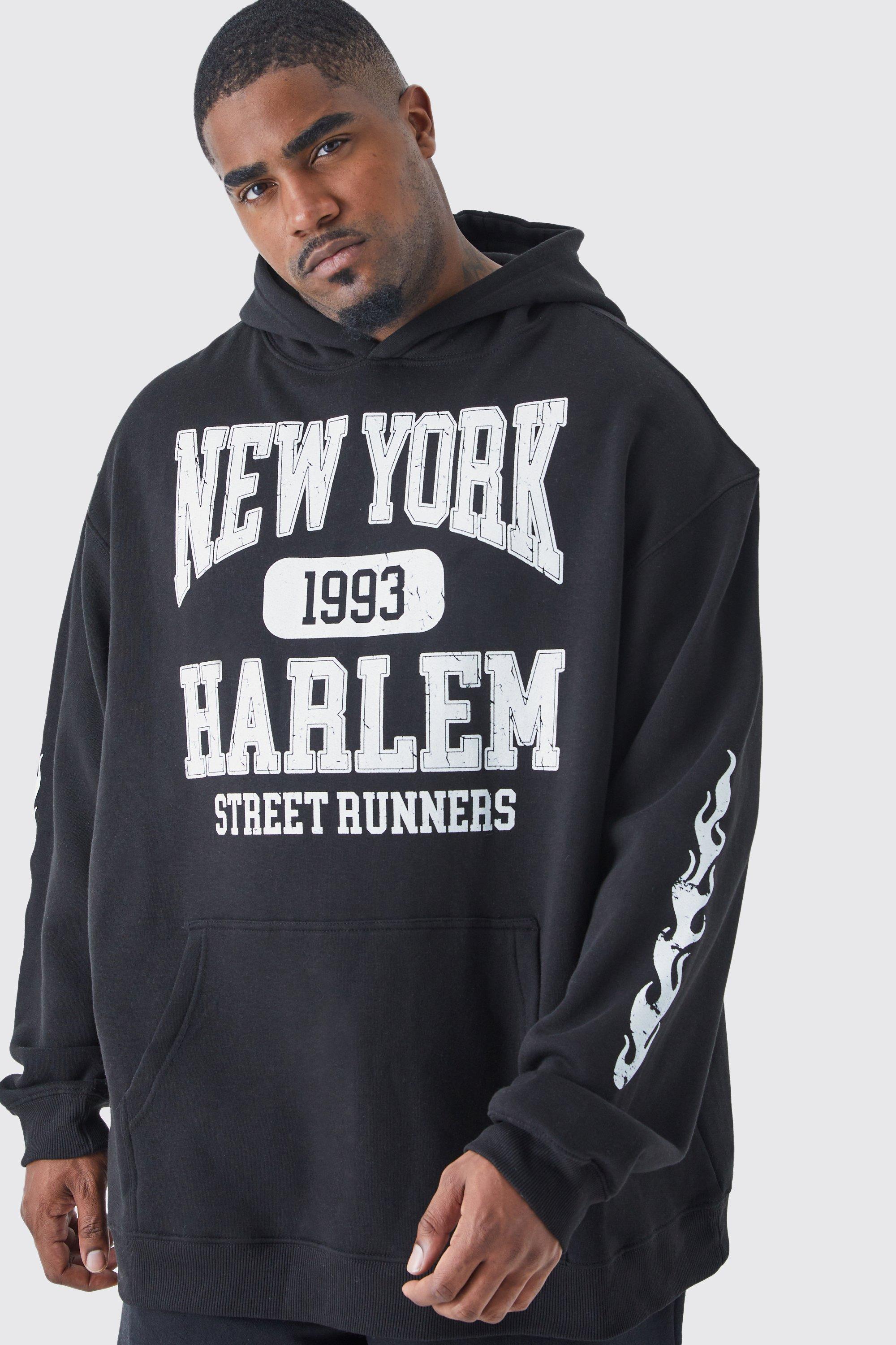 Plus Oversized Varsity Flame Graphic Hoodie