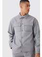 Grey Getailleerd Overhemd Met Cargo Zakken