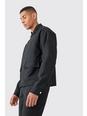 Black Tailored Regular Fit Pocket Front Zip Up Harrington Jacket