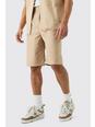 Oatmeal Tailored Pleated Front Jorts