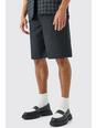 Black Tailored Pleated Front Jorts