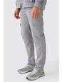 Pantalón de pernera recta entallado con bolsillos cargo, Grey