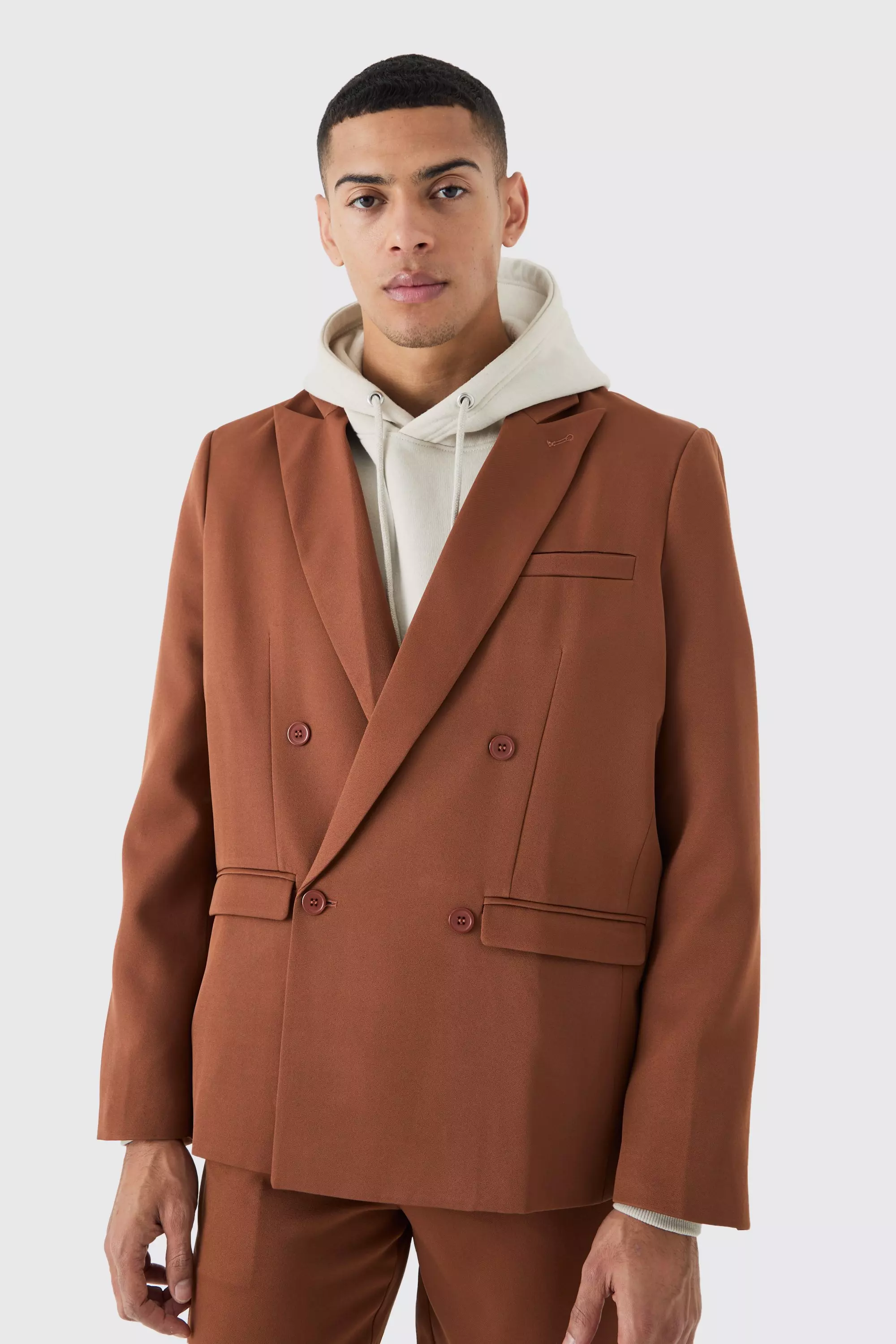 Rust Mix & Match Oversized Double Breasted Blazer صورة بديلة